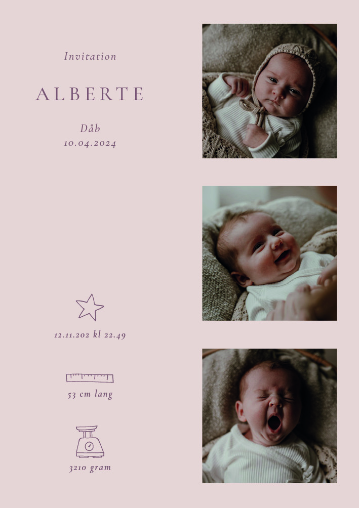 Dåbsinvitationer - Alberte Barnedåb